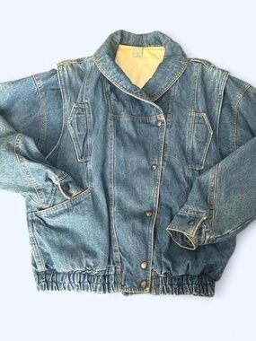 le’Arsi denim flight aviation bomber jacket